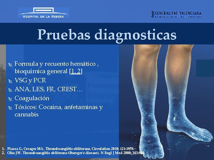 Pruebas diagnosticas Formula y recuento hemático , bioquímica general [1, 2] VSG y PCR