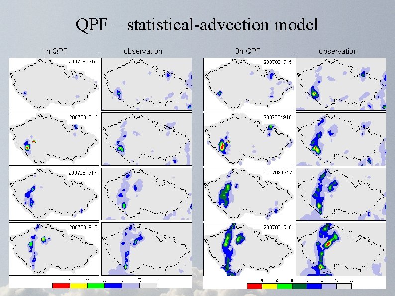 QPF – statistical-advection model 1 h QPF - observation 3 h QPF - observation