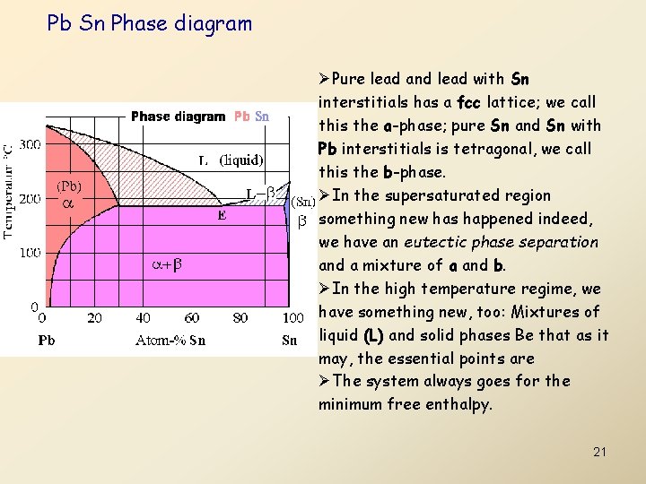 Pb Sn Phase diagram ØPure lead and lead with Sn interstitials has a fcc