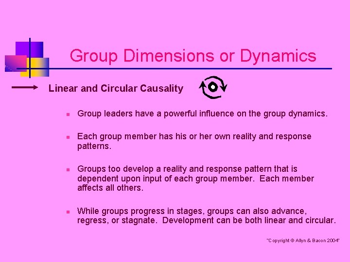 Group Dimensions or Dynamics Linear and Circular Causality n n Group leaders have a