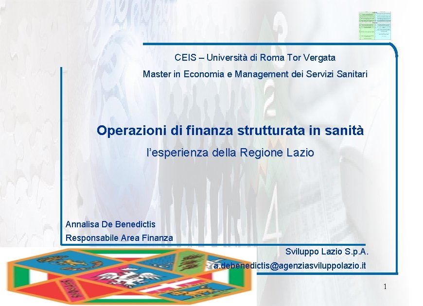 CEIS – Università di Roma Tor Vergata Master in Economia e Management dei Servizi