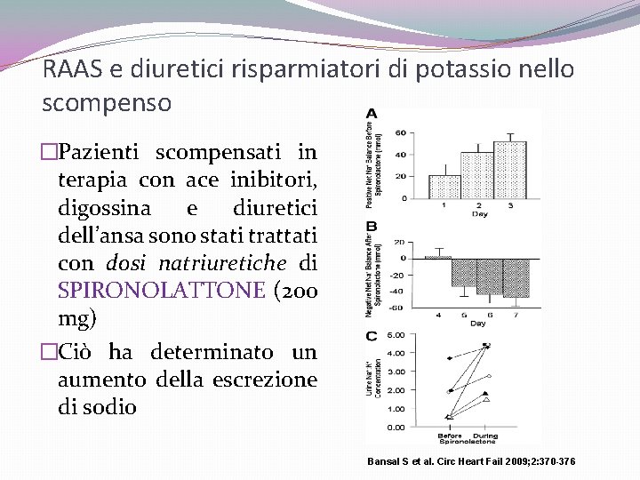RAAS e diuretici risparmiatori di potassio nello scompenso �Pazienti scompensati in terapia con ace