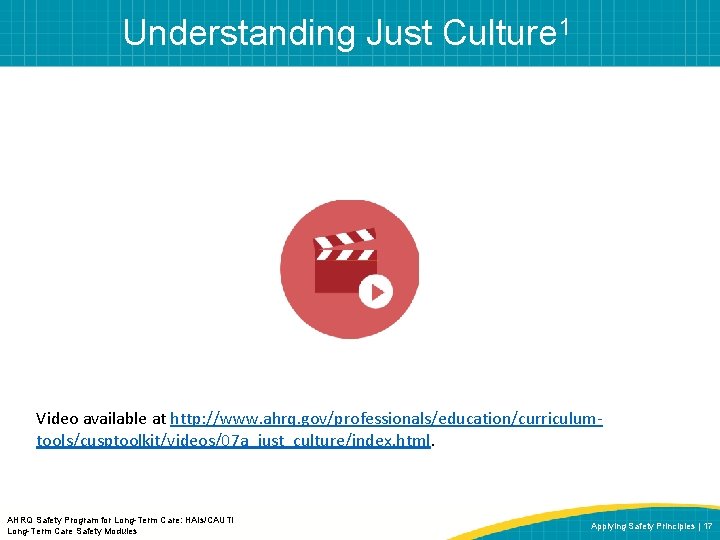 Understanding Just Culture 1 Video available at http: //www. ahrq. gov/professionals/education/curriculumtools/cusptoolkit/videos/07 a_just_culture/index. html. AHRQ