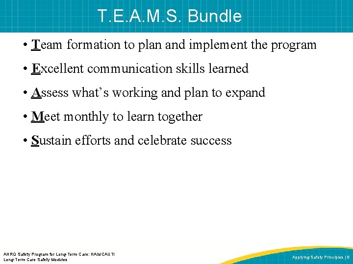 T. E. A. M. S. Bundle • Team formation to plan and implement the