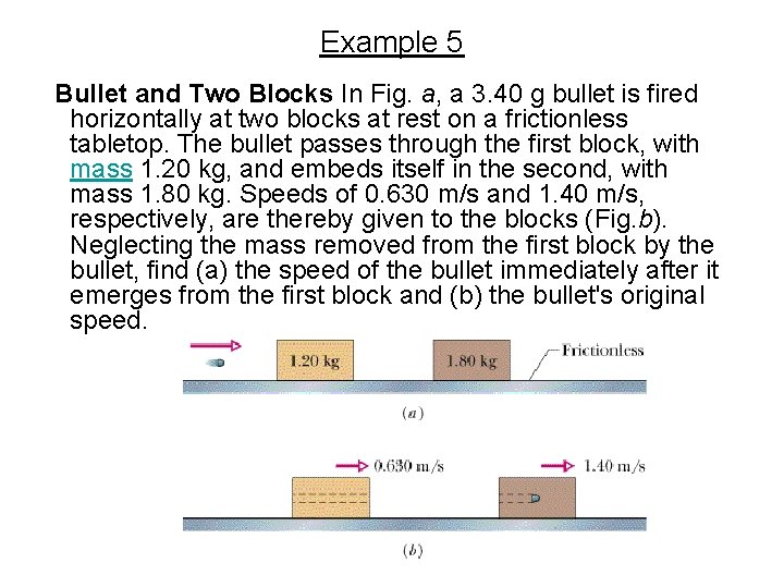 Example 5 Bullet and Two Blocks In Fig. a, a 3. 40 g bullet