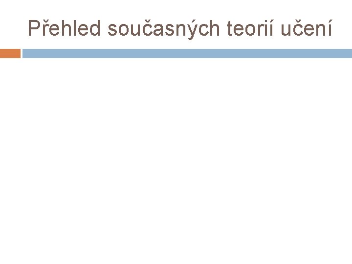 Přehled současných teorií učení 