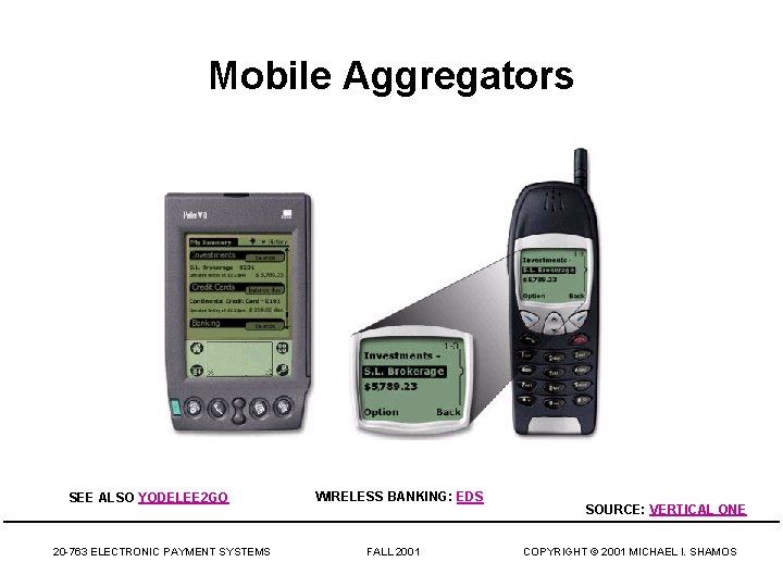 Mobile Aggregators SEE ALSO YODELEE 2 GO 20 -763 ELECTRONIC PAYMENT SYSTEMS WIRELESS BANKING: