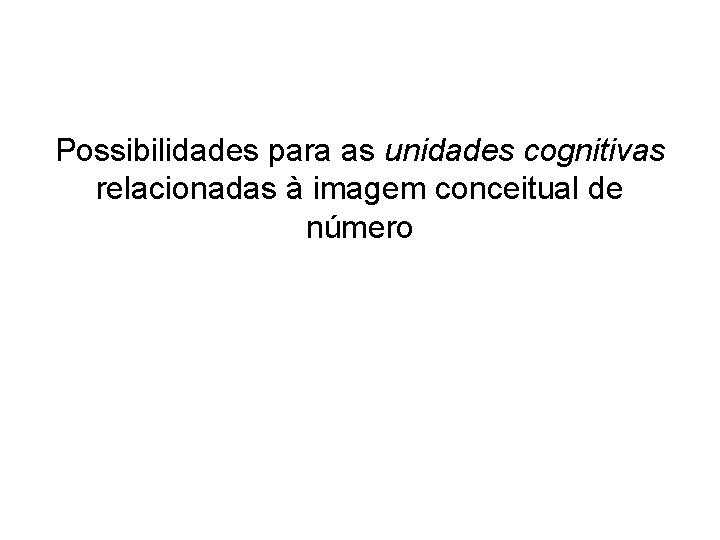 Possibilidades para as unidades cognitivas relacionadas à imagem conceitual de número 