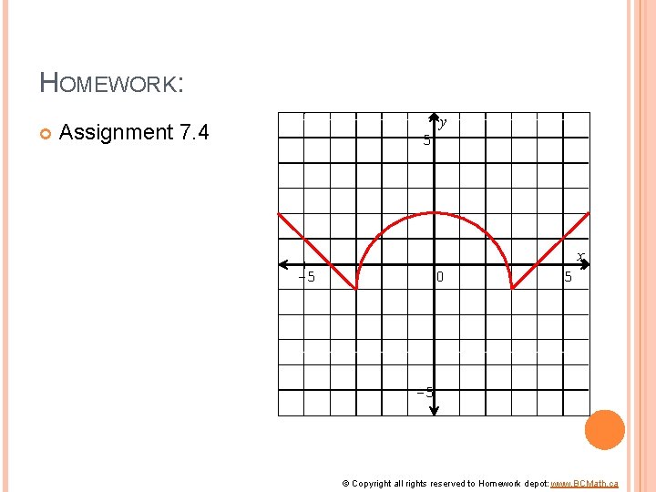 HOMEWORK: y Assignment 7. 4 5 x -5 0 5 -5 © Copyright all