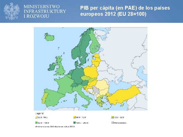 PIB per cápita (en PAE) de los países europeos 2012 (EU 28=100) 