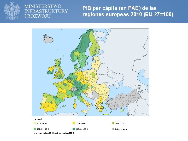 PIB per cápita (en PAE) de las regiones europeas 2010 (EU 27=100) 