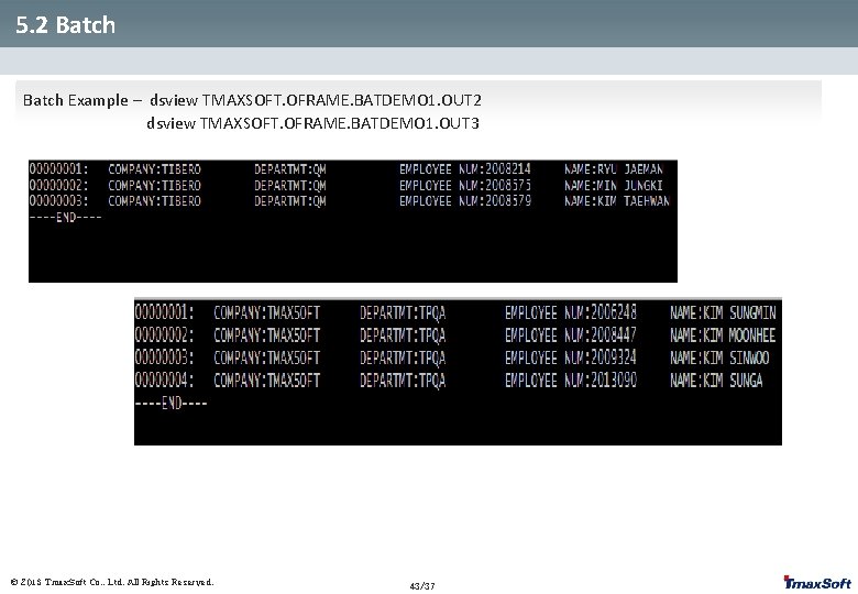 5. 2 Batch Example – dsview TMAXSOFT. OFRAME. BATDEMO 1. OUT 2 5. 2
