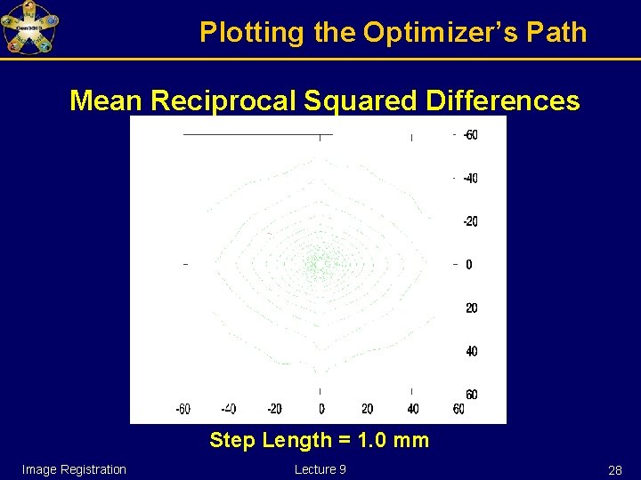 Plotting the Optimizer’s Path Mean Reciprocal Squared Differences Step Length = 1. 0 mm