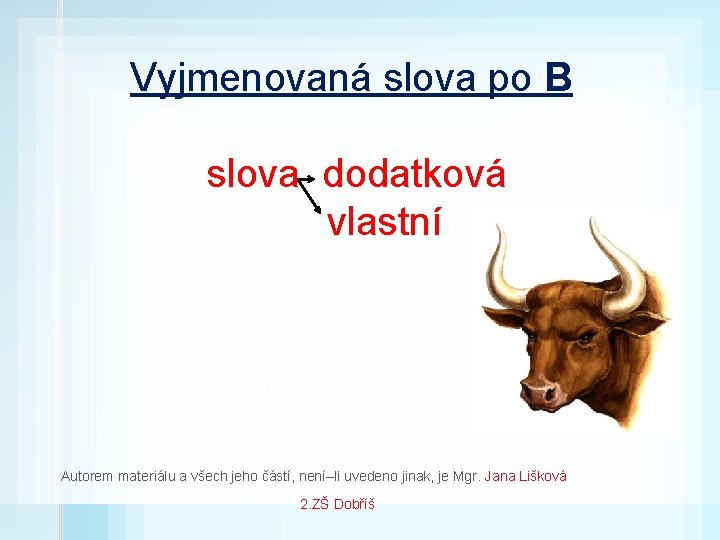 Vyjmenovaná slova po B slova dodatková vlastní Autorem materiálu a všech jeho částí, není–li