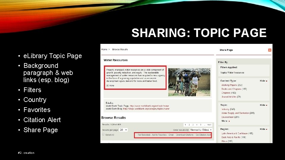 SHARING: TOPIC PAGE • e. Library Topic Page • Background paragraph & web links
