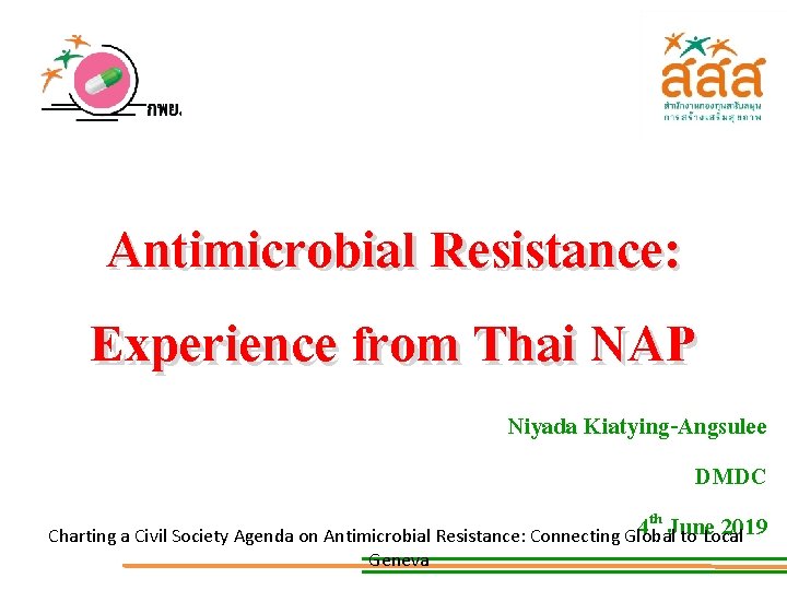 Antimicrobial Resistance: Experience from Thai NAP Niyada Kiatying-Angsulee DMDC th June 2019 4 Charting