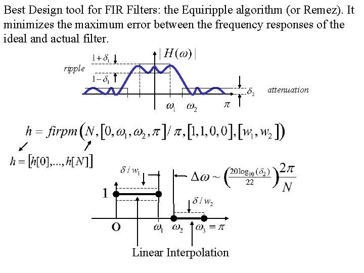 Best Design tool for FIR Filters: the Equiripple algorithm (or Remez). It minimizes the