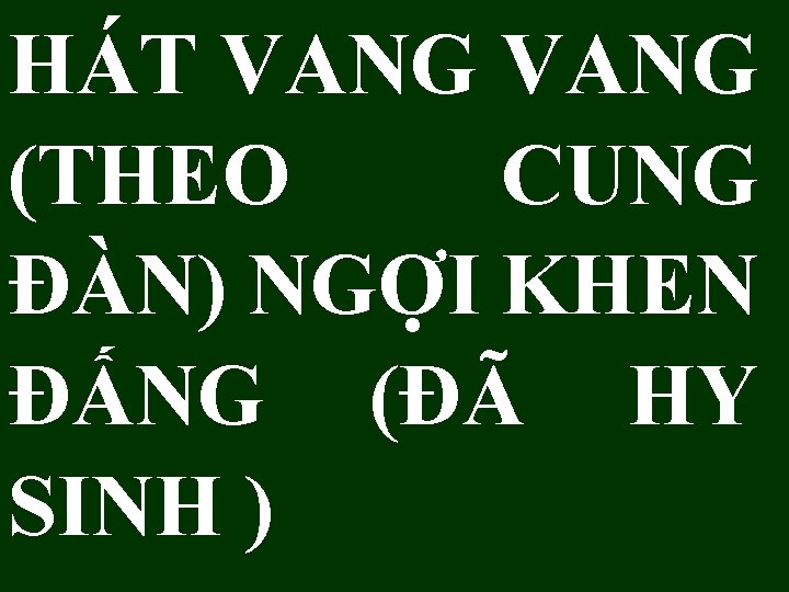 HÁT VANG (THEO CUNG ĐÀN) NGỢI KHEN ĐẤNG (ĐÃ HY SINH ) 