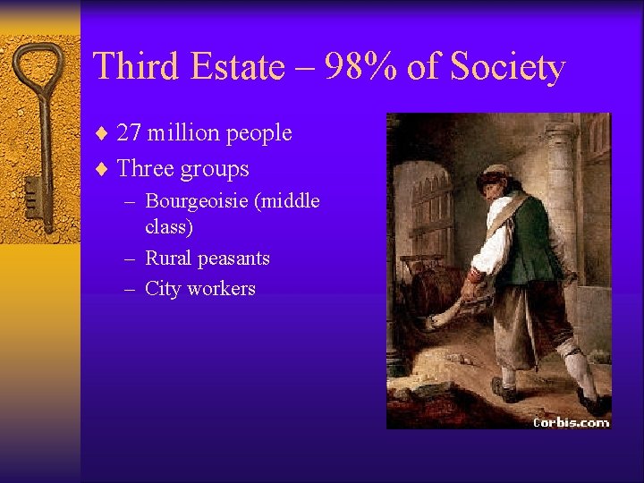 Third Estate – 98% of Society ¨ 27 million people ¨ Three groups –