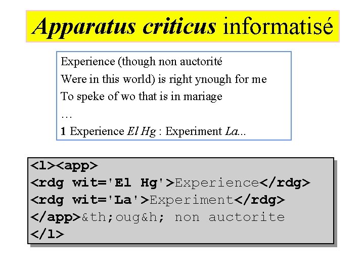 Apparatus criticus informatisé Experience (though non auctorité Were in this world) is right ynough