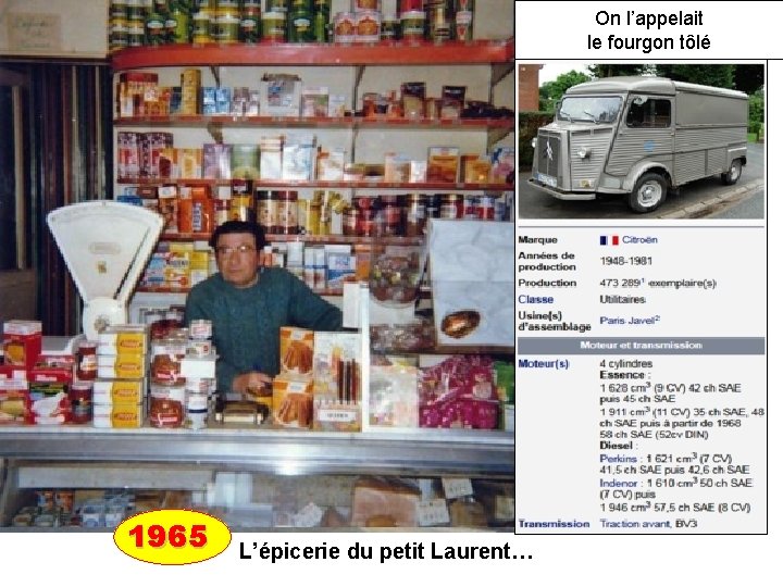 On l’appelait le fourgon tôlé 1965 L’épicerie du petit Laurent… 