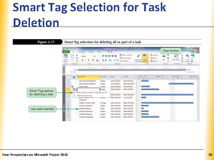 Smart Tag Selection for Task Deletion New Perspectives on Microsoft Project 2010 XP 20