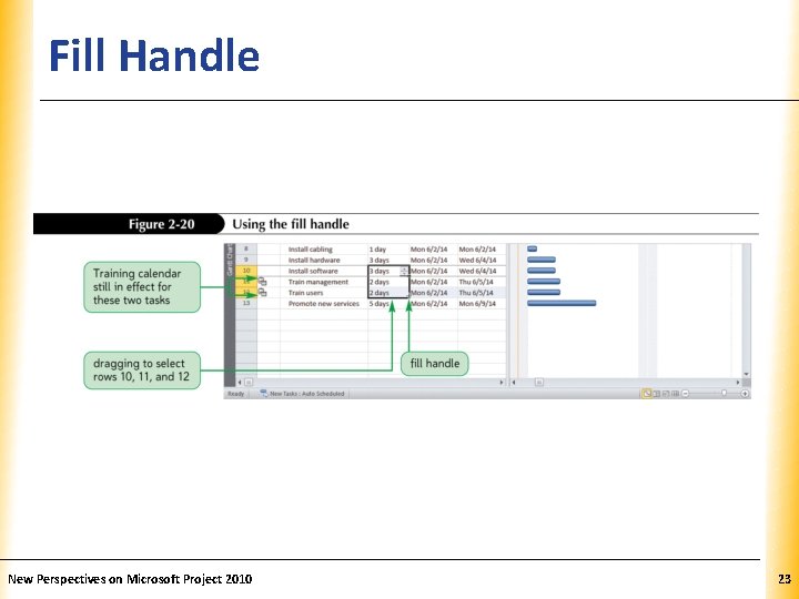 Fill Handle New Perspectives on Microsoft Project 2010 XP 23 
