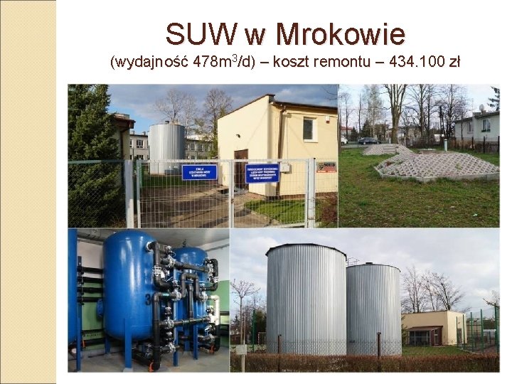 SUW w Mrokowie (wydajność 478 m 3/d) – koszt remontu – 434. 100 zł