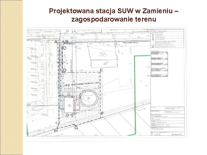 Projektowana stacja SUW w Zamieniu – zagospodarowanie terenu 