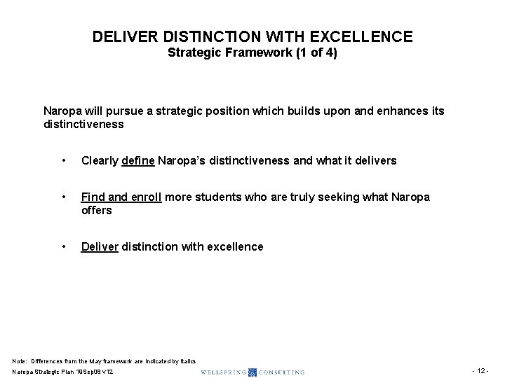 DELIVER DISTINCTION WITH EXCELLENCE Strategic Framework (1 of 4) Naropa will pursue a strategic DELIVER DISTINCTION WITH EXCELLENCE Strategic Framework (1 of 4) Naropa will pursue a strategic