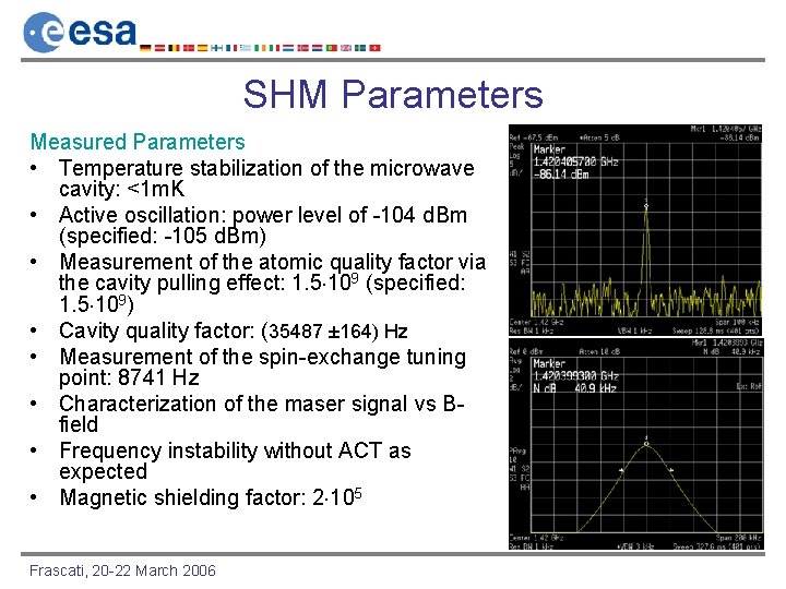SHM Parameters Measured Parameters • Temperature stabilization of the microwave cavity: <1 m. K