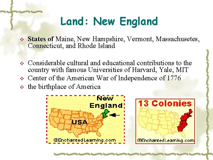 Land: New England v States of Maine, New Hampshire, Vermont, Massachusetes, Connecticut, and Rhode