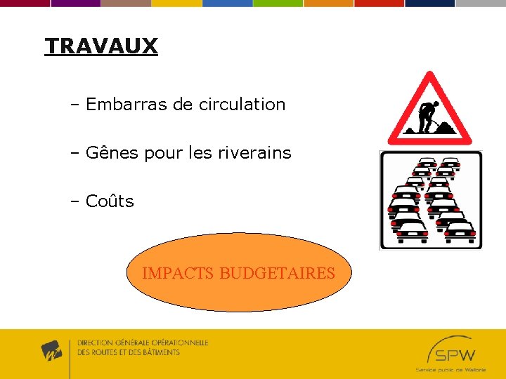 TRAVAUX – Embarras de circulation – Gênes pour les riverains – Coûts IMPACTS BUDGETAIRES