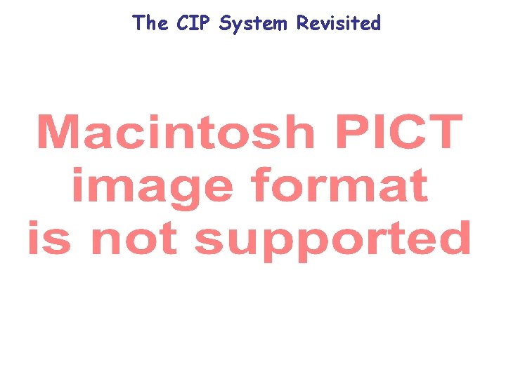 The CIP System Revisited The CIP System Revisited