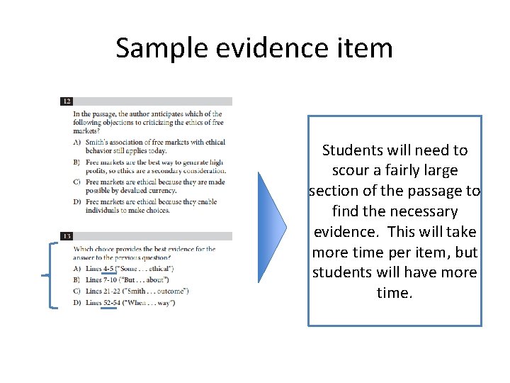 Sample evidence item Students will need to scour a fairly large section of the Sample evidence item Students will need to scour a fairly large section of the