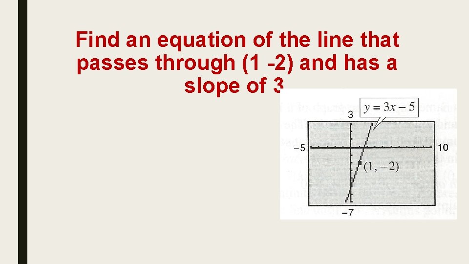 Find an equation of the line that passes through (1 -2) and has a