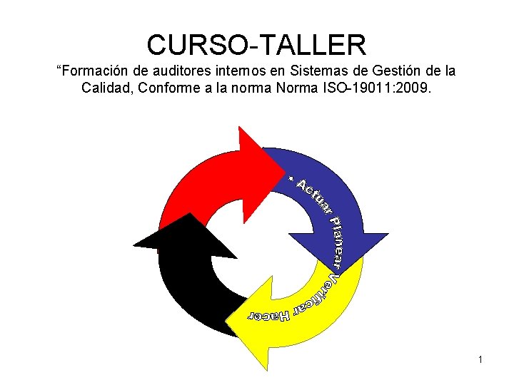 CURSO-TALLER “Formación de auditores internos en Sistemas de Gestión de la Calidad, Conforme a