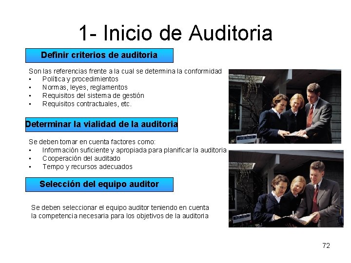 1 - Inicio de Auditoria Definir criterios de auditoria Son las referencias frente a