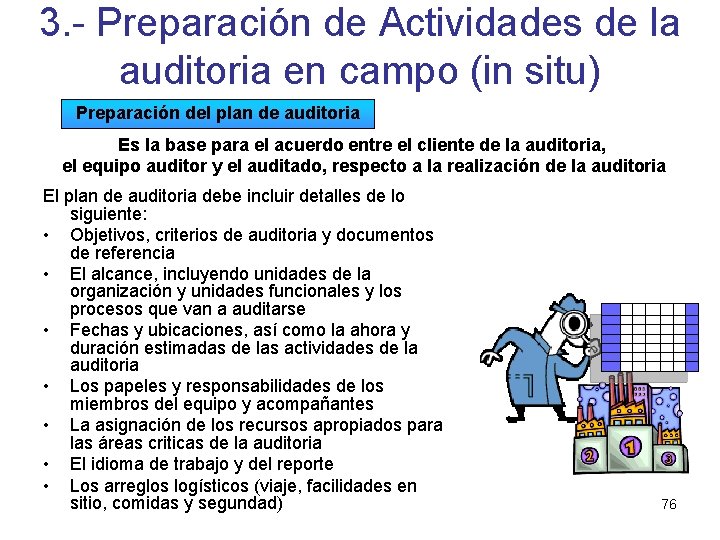 3. - Preparación de Actividades de la auditoria en campo (in situ) Preparación del