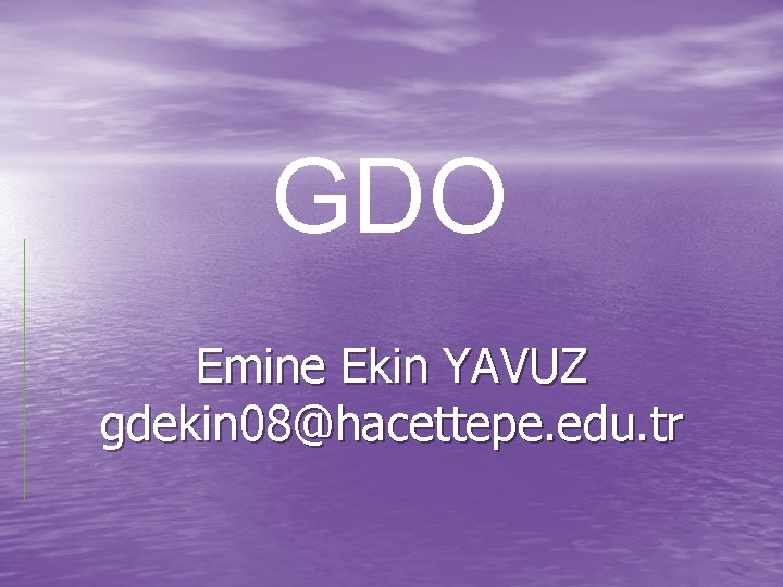 GDO Emine Ekin YAVUZ gdekin 08@hacettepe. edu. tr 