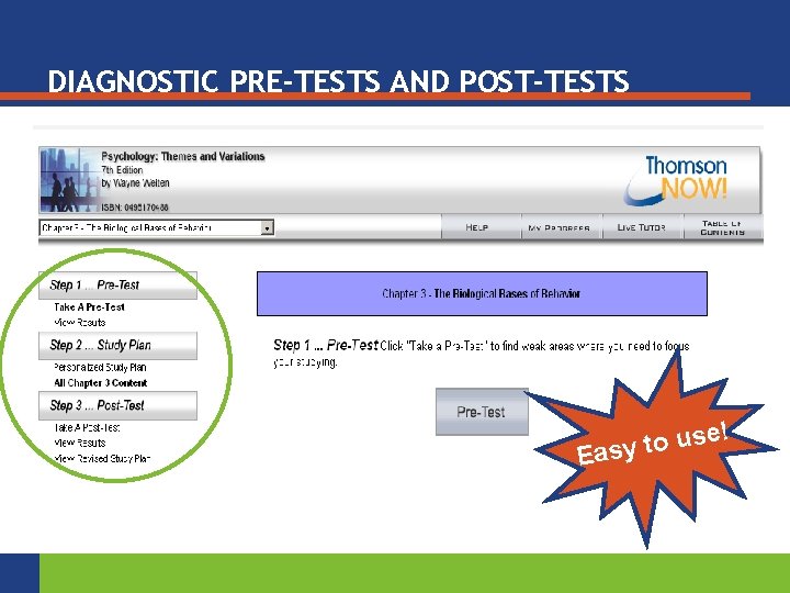 DIAGNOSTIC PRE-TESTS AND POST-TESTS ! e s u o t Easy 