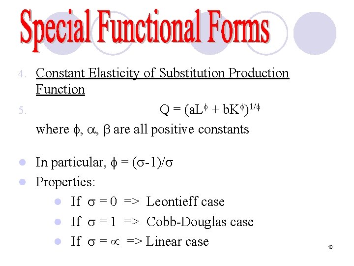 Constant Elasticity of Substitution Production Function 5. Q = (a. L + b. K