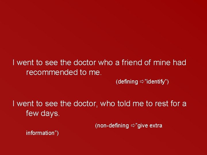 I went to see the doctor who a friend of mine had recommended to