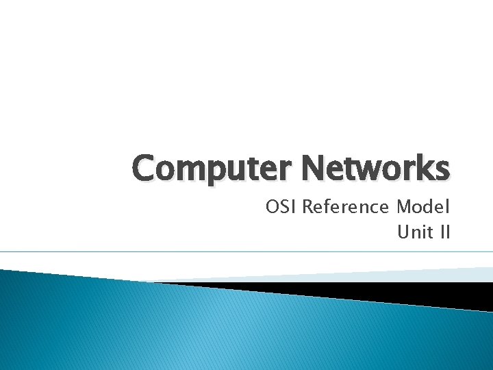 Computer Networks OSI Reference Model Unit II 