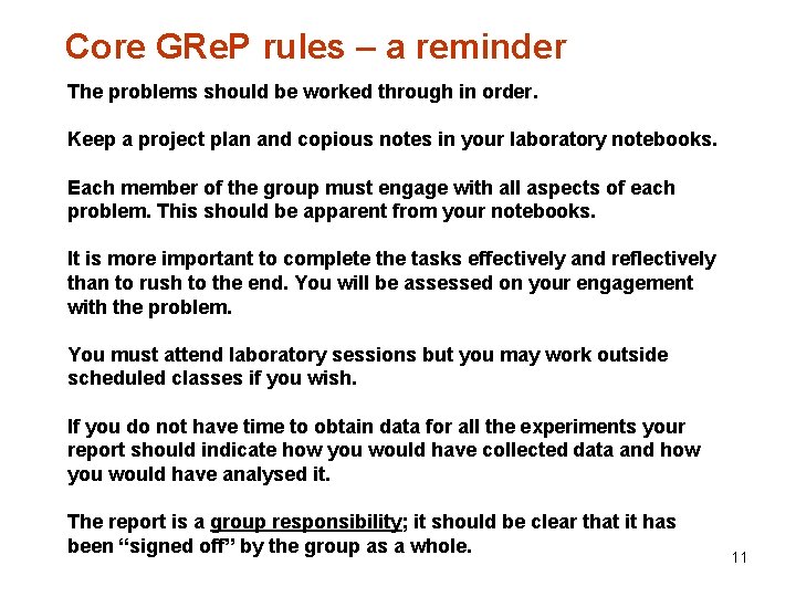 Core GRe. P rules – a reminder The problems should be worked through in Core GRe. P rules – a reminder The problems should be worked through in