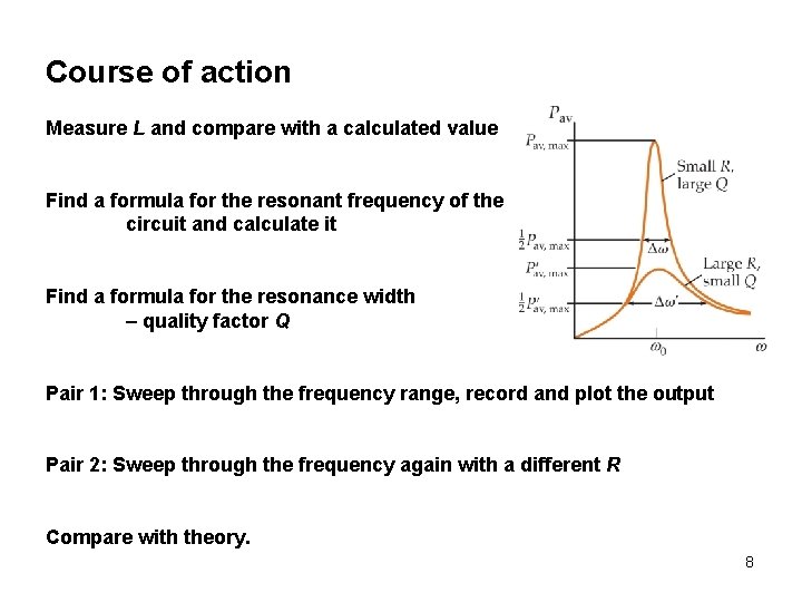 Course of action Measure L and compare with a calculated value Find a formula Course of action Measure L and compare with a calculated value Find a formula