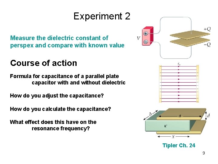 Experiment 2 Measure the dielectric constant of perspex and compare with known value Course Experiment 2 Measure the dielectric constant of perspex and compare with known value Course