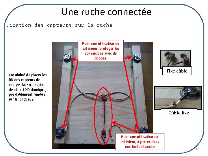 Une ruche connectée Fixation des capteurs sur la ruche Pour une utilisation en extérieur,