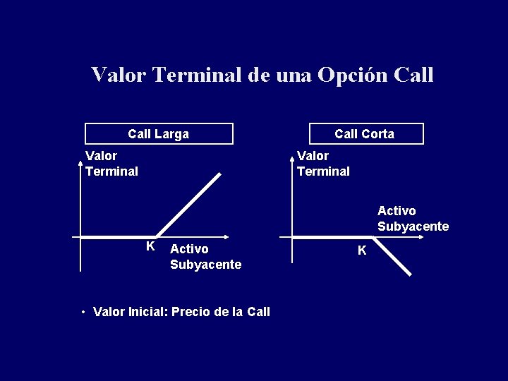 Valor Terminal de una Opción Call Larga Valor Terminal Call Corta Valor Terminal Activo