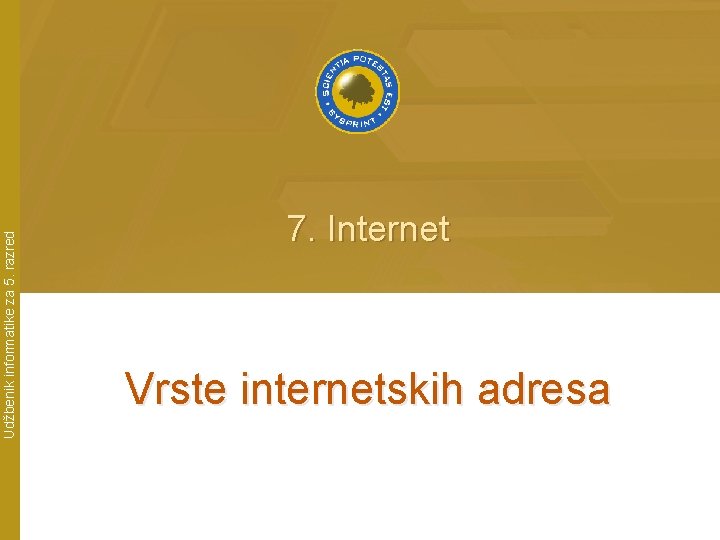Udžbenik informatike za 5. razred 7. Internet Vrste internetskih adresa 